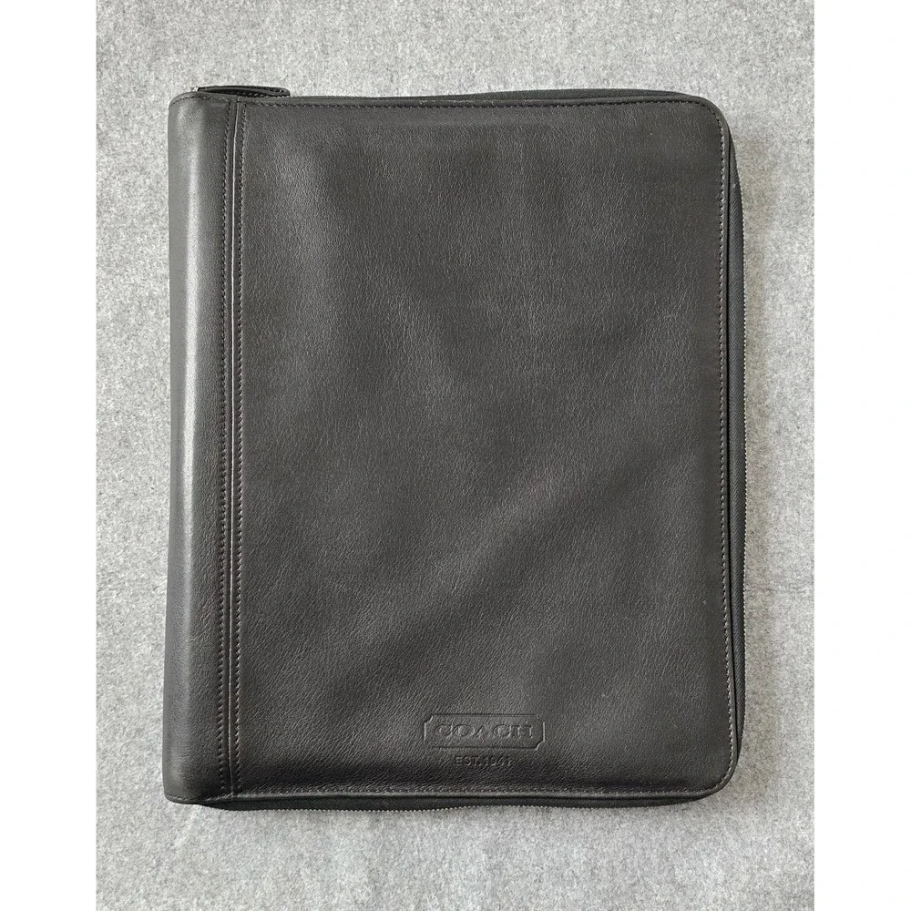 Vintage Coach Legacy Document Padfolio Organizer Black Leather Zip Around VGUC
